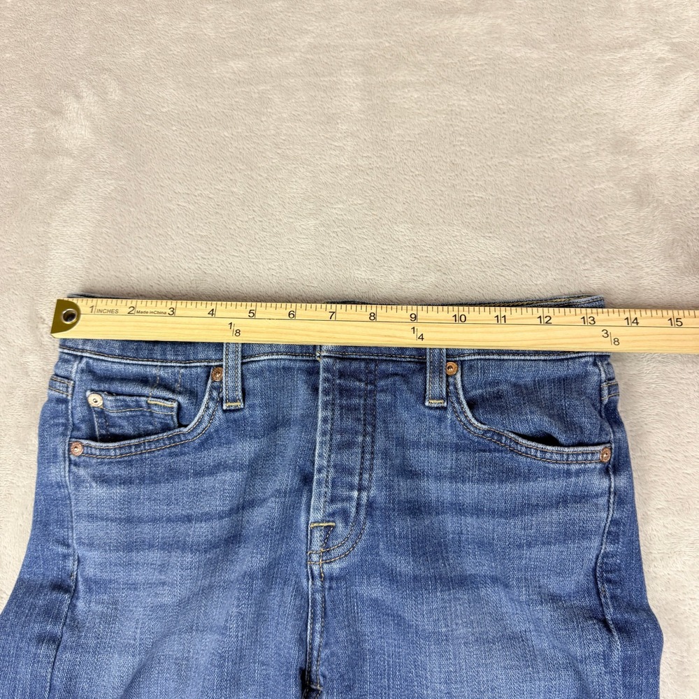 7 For All Mankind Josefina Jeans Women 27 Blue Skinny Boyfriend Button Fly Crop - Picture 8 of 14